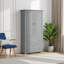 Large armoire de rangement pour salle de bain avec 2 tiroirs et tablettes réglables - Armoire autoportante en panneau de fibres à densité moyenne avec dispositif anti-basculement