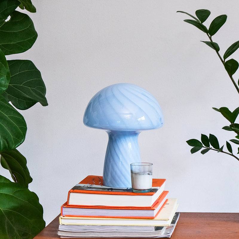 Petite lampe de table en verre, Bleu, Bleu