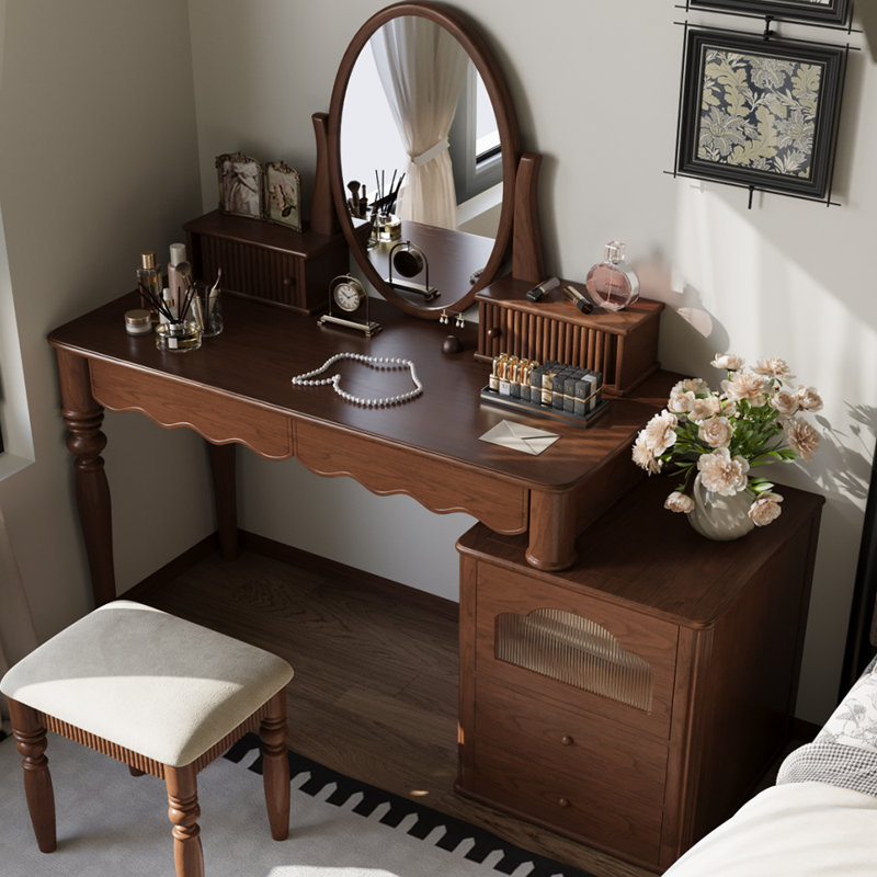 Solid wood vintage multi-functional desk dresser, Brown