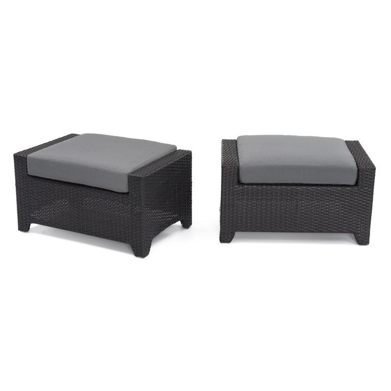 Fionnula Upholstered Ottoman, Charcoal Grey Sunbrella®