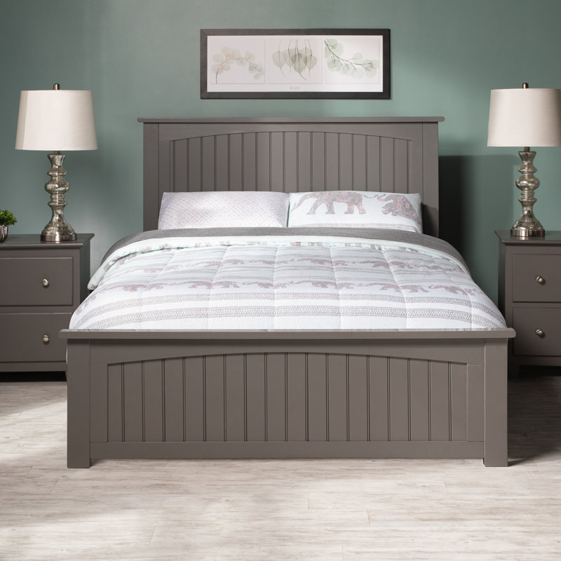 Graham Solid Wood Foundation Bed with Matching Footboard, Full, Gray