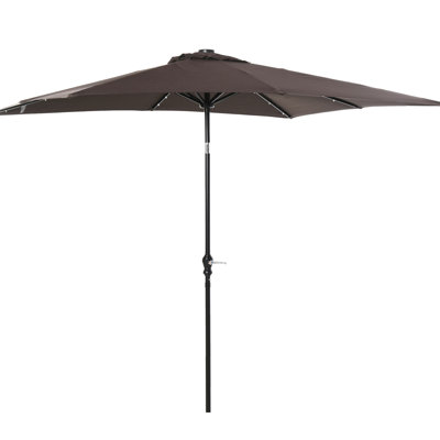 Brown 9' X 7' Solar Umbrella, Led Lights, Tilt And Crank, Makes Your Deck A Comfortable Spot, For Patio, Garden, Backyard, Pool, Beach Umbrella With & Appropriate Outdoor Areas Like Deck, Beach,