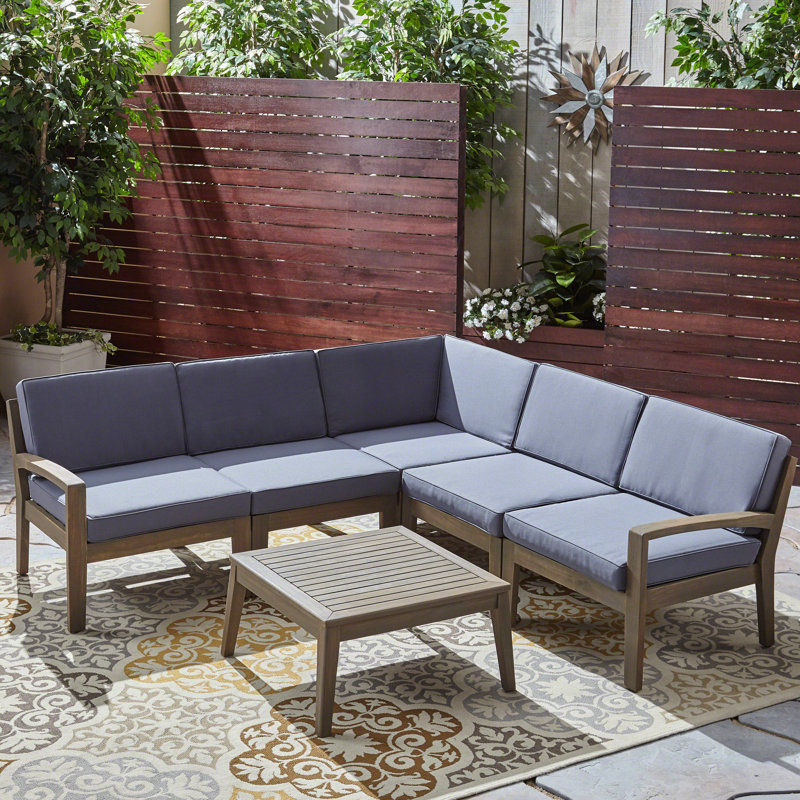 Ajanai Acacia 4 - Person Patio Conversation Set with Cushions, Gray and Dark Gray