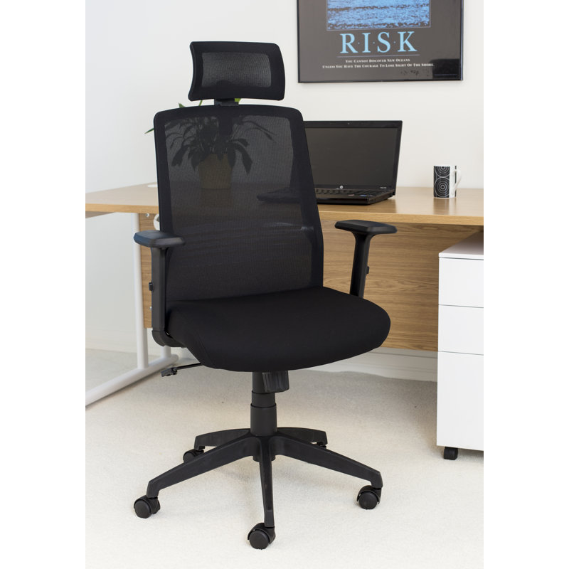 Hinton Polyester Blend Office Chair with Headrest