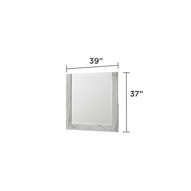 Miroir Mist - cadre bicolore en marbre et laque ultrabrillant avec surface réfléchissante surdimensionnée