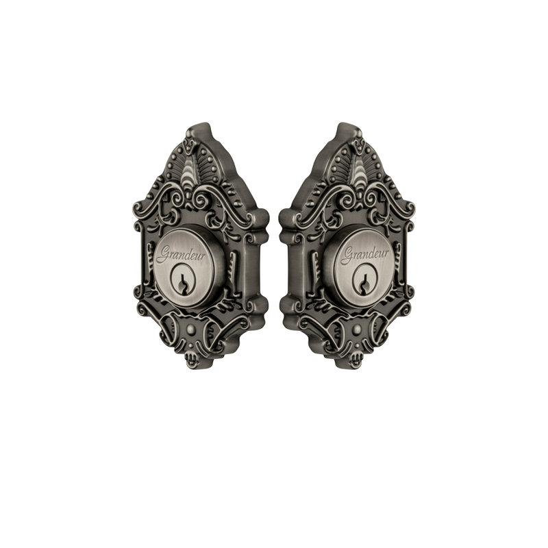 Grande Victorian Double Cylinder Deadbolt, Antique Pewter