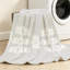 Jeté en flanelle grise ultra douce en molleton, imprimé boho blanc et ethnique-131473714