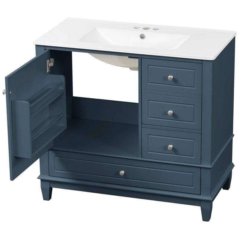 Meuble-lavabo 36 po avec lavabo et rangement polyvalent, Blue Grey