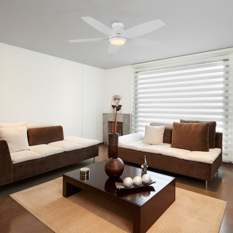 Ventilateur de plafond de 52 po avec éclairage à DEL, Blanc, Blanc