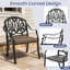 Chaises de patio empilables en fonte d'aluminium avec coussins et accoudoirs, noir et brun (paquet de 2)-1988984706
