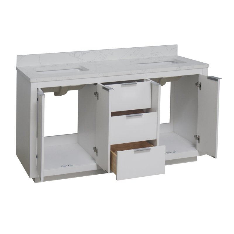 Ensemble de meuble-lavabo double 60 po Anastazia, Blanc