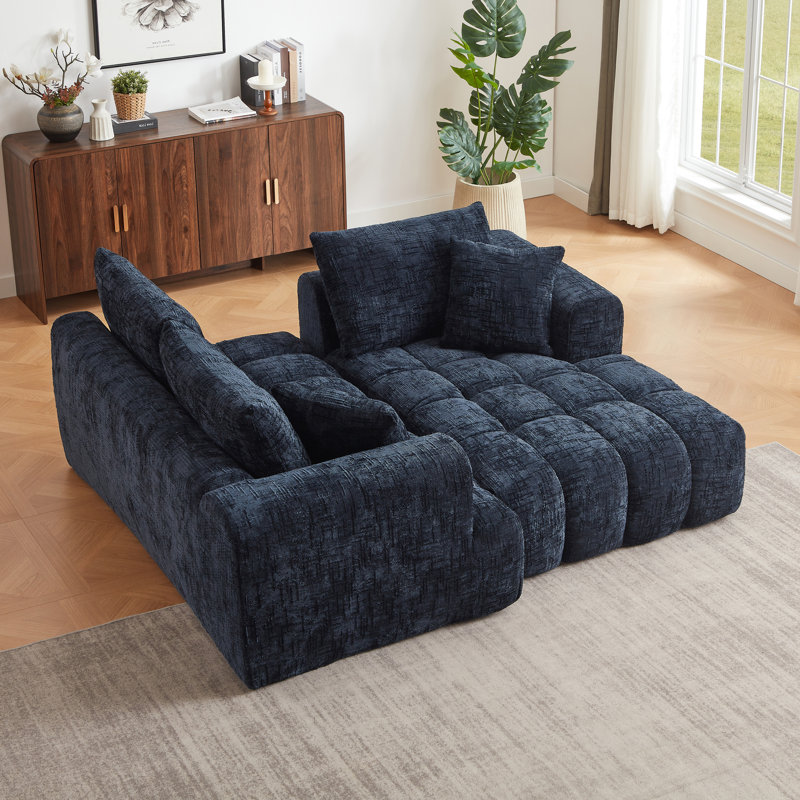 Chenille L-Shape Luxury Sectional Oversized Sofa,Mnimalist Design,Comfy Sleeper Couch for Living Room,Apartment&Reception Spaces,No Assembly Required