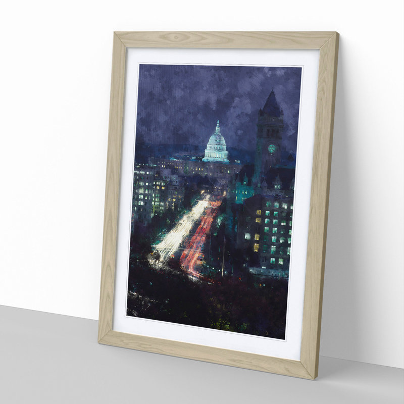 Pennsylvania Avenue in Washington - Framed Print, 48cm H x 36cm W x 2cm D, Oak Framed