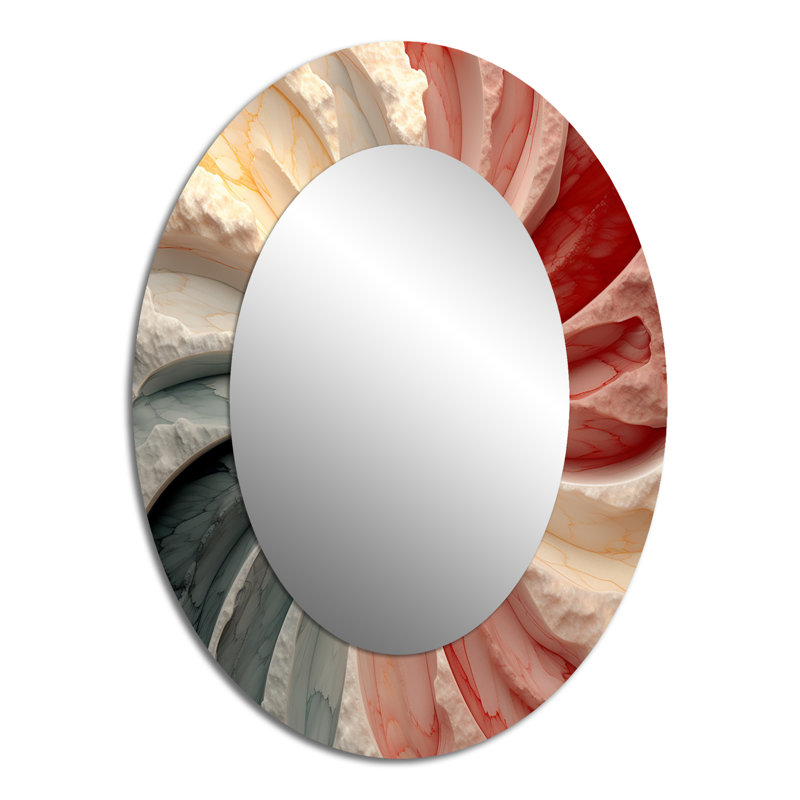 Mid-Century New Balance Abstract Geometrics IV - Mid-Century Oval Wall Mirror, 43" x 33"