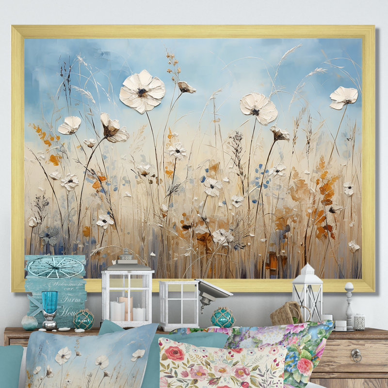 " Minimalism Wildflower Wonderland III ", Gold Single Picture Framed, 30" H x 40" W x 1.5" D