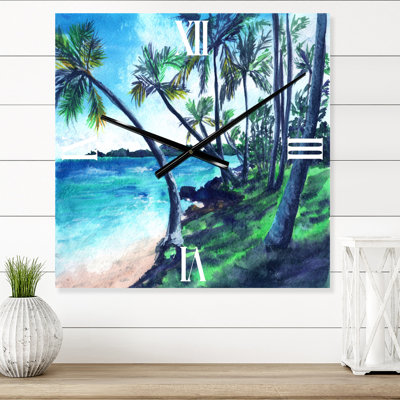 Tropical Beach in Summer Paradise - Horloge murale nautique et côtière