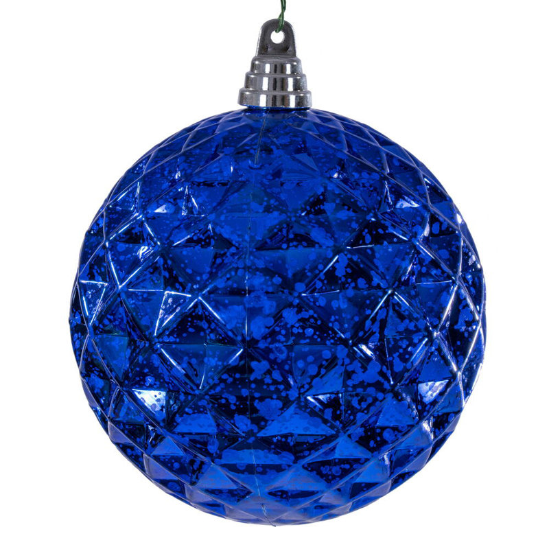 6" Diamond Mercury Ornament. It includes 2 pieces per bag., Blue