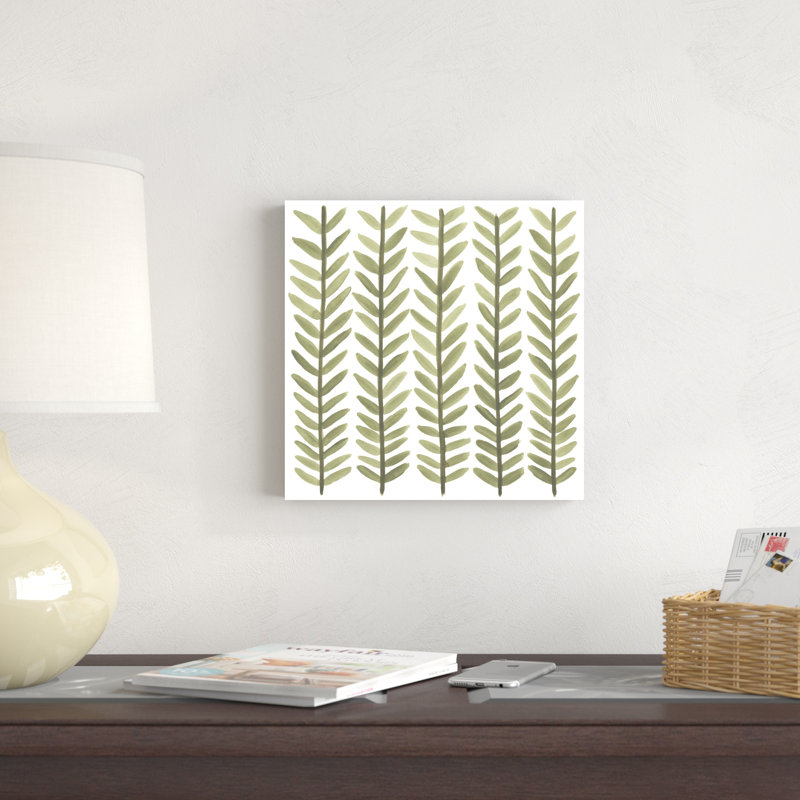 «Greenery Motif VII» par June Erica Vess - peinture sur toile tendue, H 12 po x l 12 po