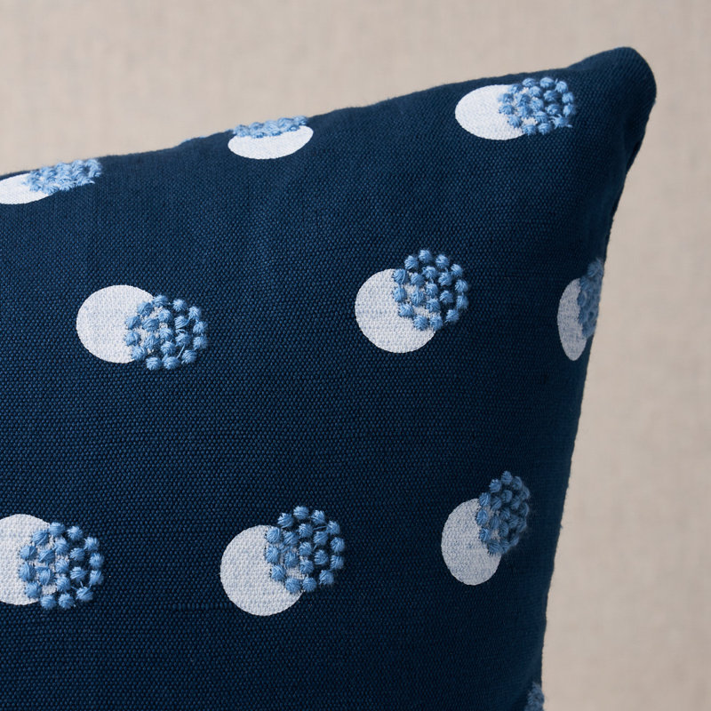 Taylor Embroidery Pillow, 12'' x 18'', Blue/White