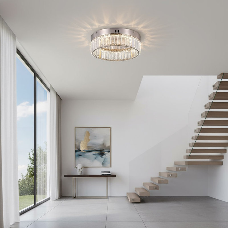 Crystal LED Flush Mount, Satin Nickel