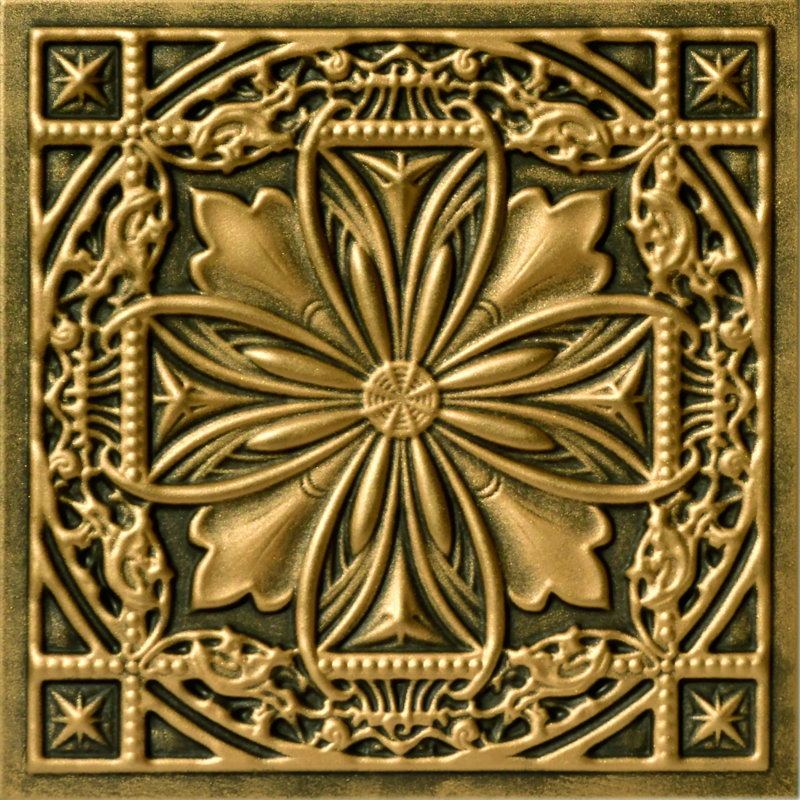 Tuile de plafond en polystyrène collé 1,63 pi x 1,63 pi Lucas's Shield, Or antique