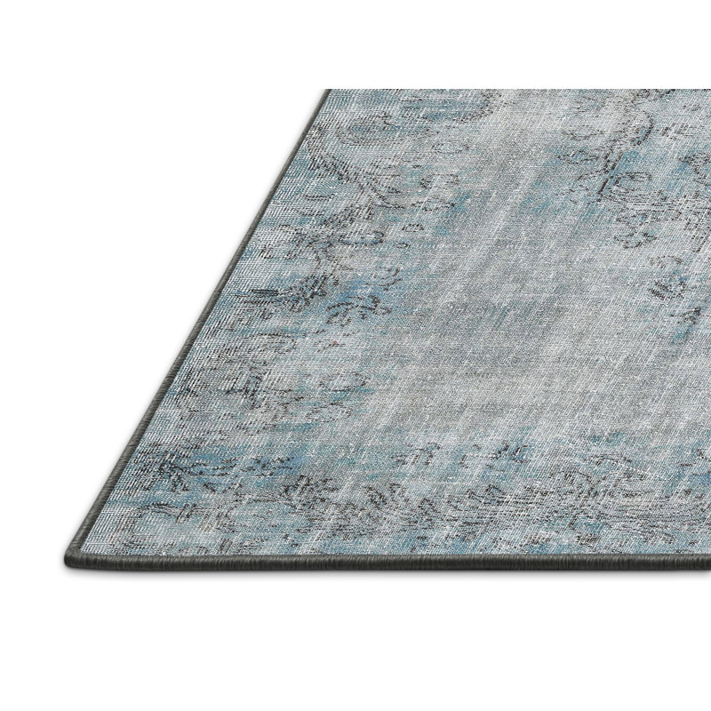 Tapis traditionnel bleu ciel / gris Murilda, Rectangle 4 pi x 6 pi