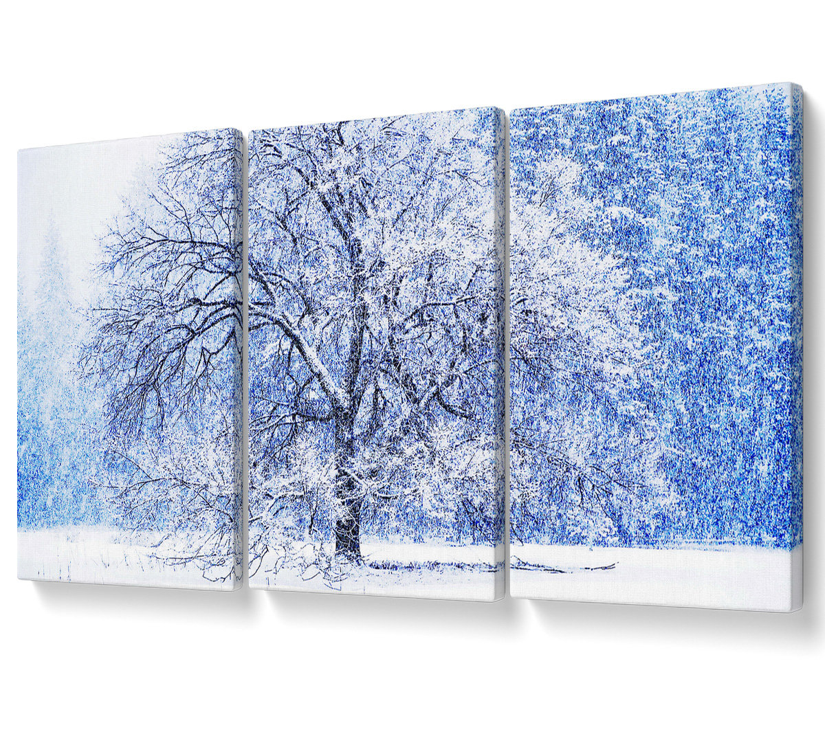 Ebern Designs Snow Falling - 3 Piece Wrapped Canvas Graphic Art ...