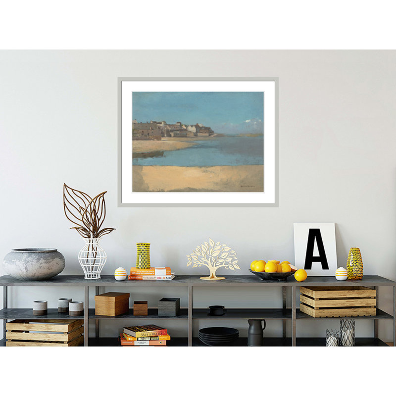 «Village by the Sea in Brittany» par Odilon Redon, impression giclée sur cadre, 33.5" H x 41.5" W