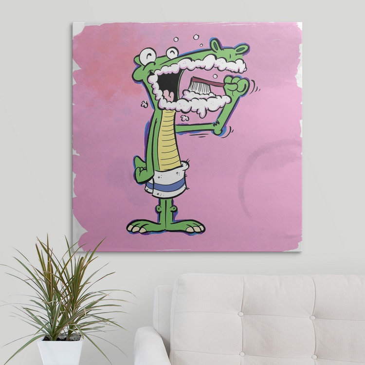 « alligator bedtime routine-bathtime copains », impression, H 35 po x l 35 po x P 1,5 po, Toile