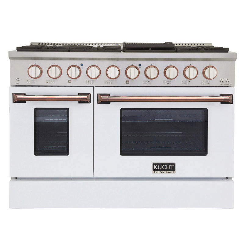 Kucht 48'' W Dual Fuel Range, White/Rose Gold, Natural Gas