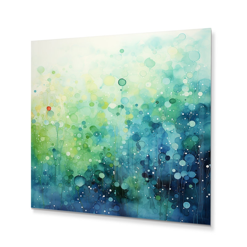 Misty Meadow II - impression de paysage abstrait sur métal, H 16 po x l 16 po x P 1 po