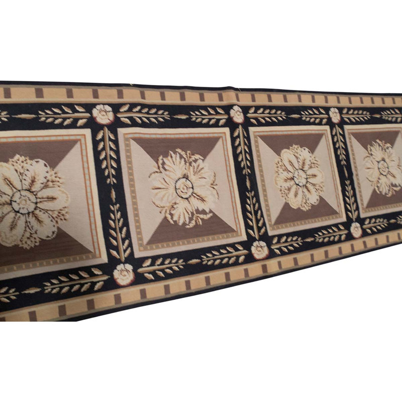 Tapis beige / brun / noir noué à la main de haute qualité