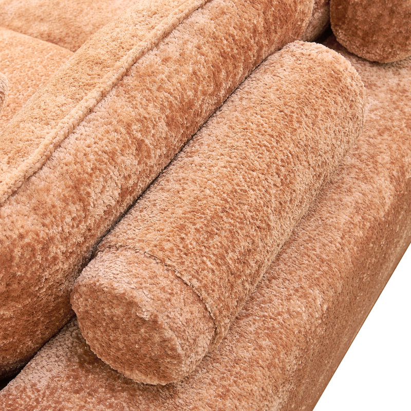 Canapé modulaire en forme de L 107 po avec repose-pieds mobile et coussins pour le salon, Orange Boucle