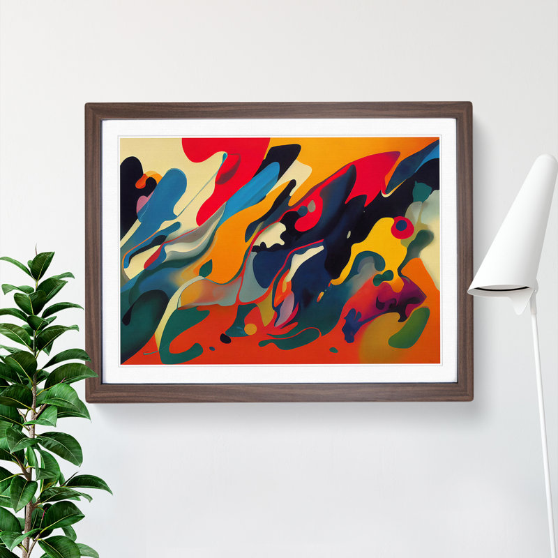 Beguiling Modern abstract 1 Piece Single Picture Frame Wall Art, 25cm H x 34cm W x 2cm D, Walnut Framed