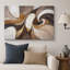 Œuvre abstraite de courbe fluide or brun, images de salon de luxe, impression sur toile encadrée, impression numérique-126054332-126054336