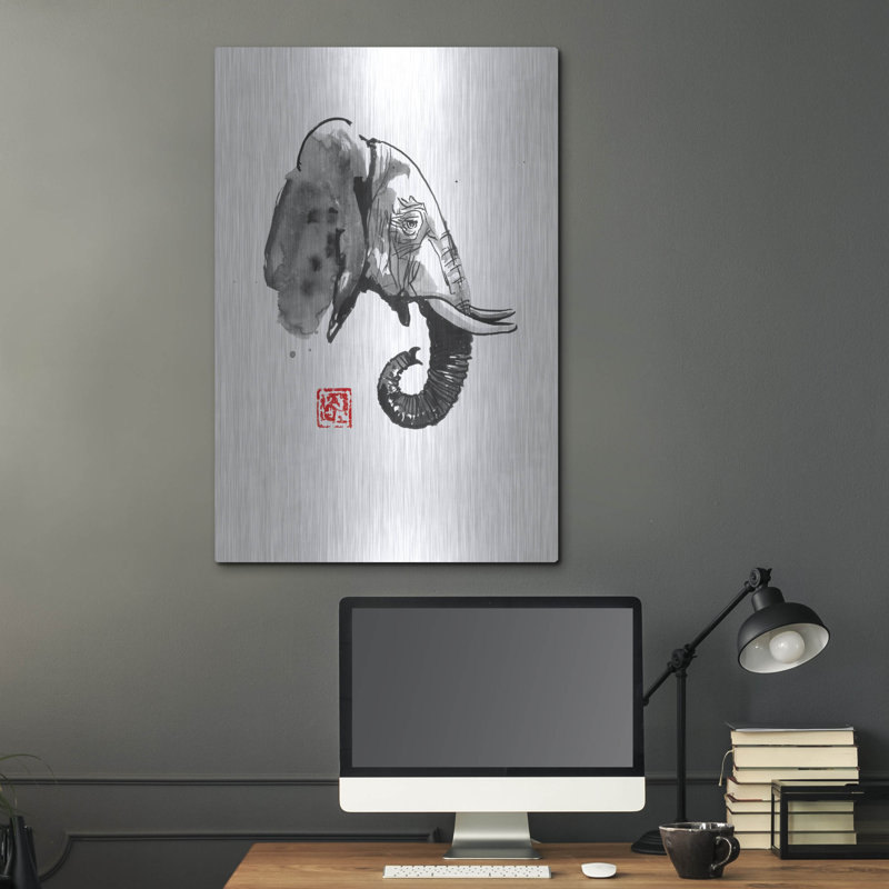 «Elephant Profile» par Pechane sur métal, H 36 po x l 24 po