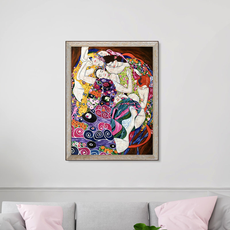 Reproduction d’art sur toile encadrée « the virgin » par gustav klimt, Cadre patiné argent Luna, H 24 po x l 28 po x P 2 po