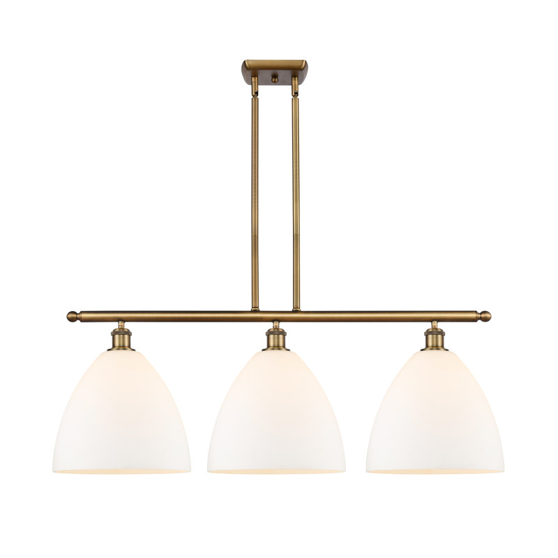 Alizia 3 - Light Kitchen Island Pendant, Matte White, No Bulb Included, Brushed Brass