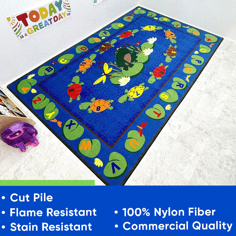 Turtle Circle Time Area Rug, Rectangle 6' x 8'6"