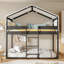 Lit superposé simple au-dessus d'un lit simple en bois avec tente, espresso