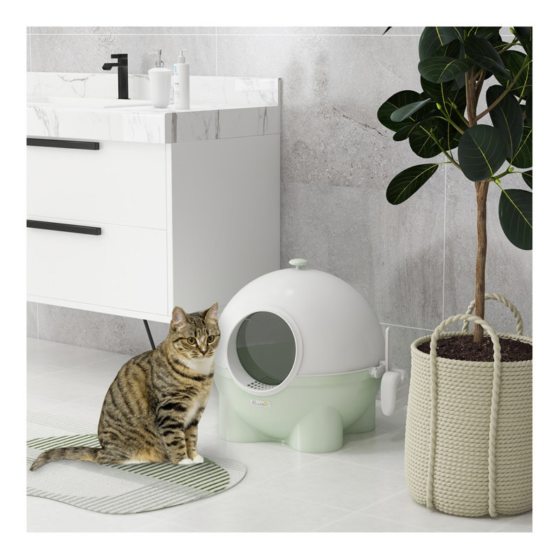 Litière à capuchon pour chat, grand bac à litière pour chat avec couvercle, pelle, pédale de sable qui fuit, poignée supérieure