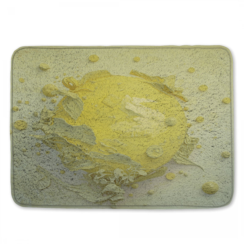 Tapis de bain texturé sphérique jaune, L 24 po x L 17 po