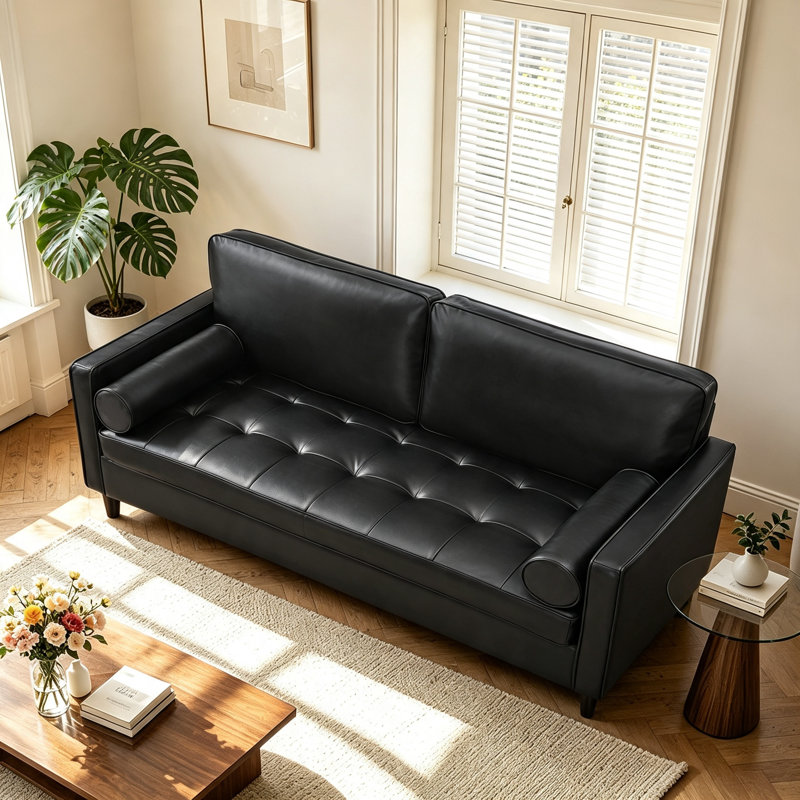Canapé en cuir Classic, Similicuir noir