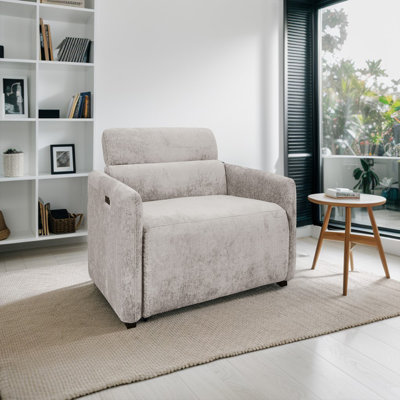Rondalyn Light Grey Modern Power Recliner with USB & Type-C Ports, Adjustable Back and Footrest