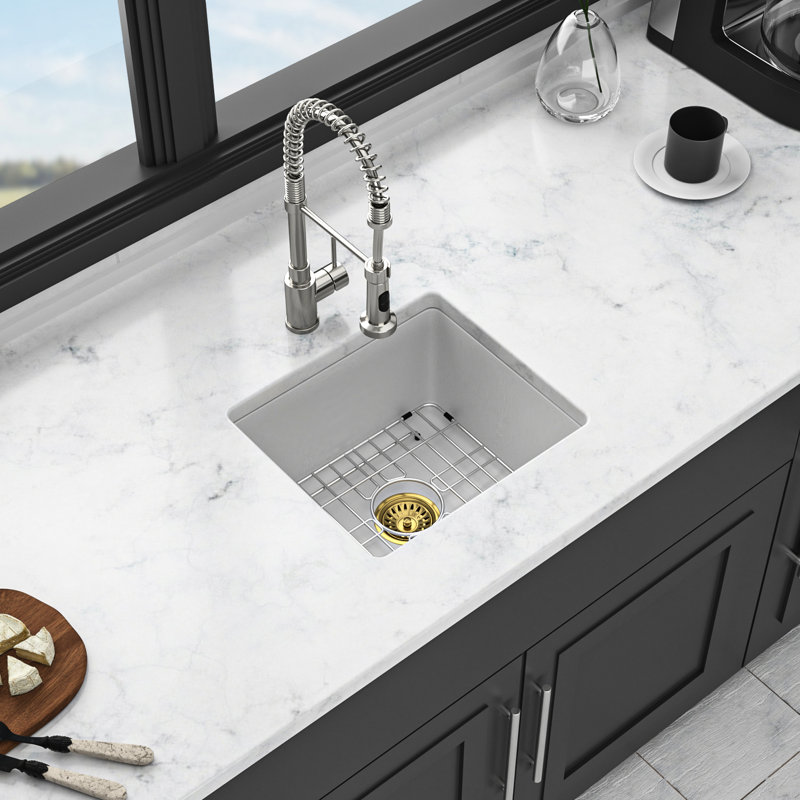 Évier de cuisine en quartz blanc, encastré, matériau haut de gamme, silencieux et non poreux, coins arrondis, bonde standard, grille, gabarit en composite épais et lisse, fonctionnement, crépines, séchoir à linge
