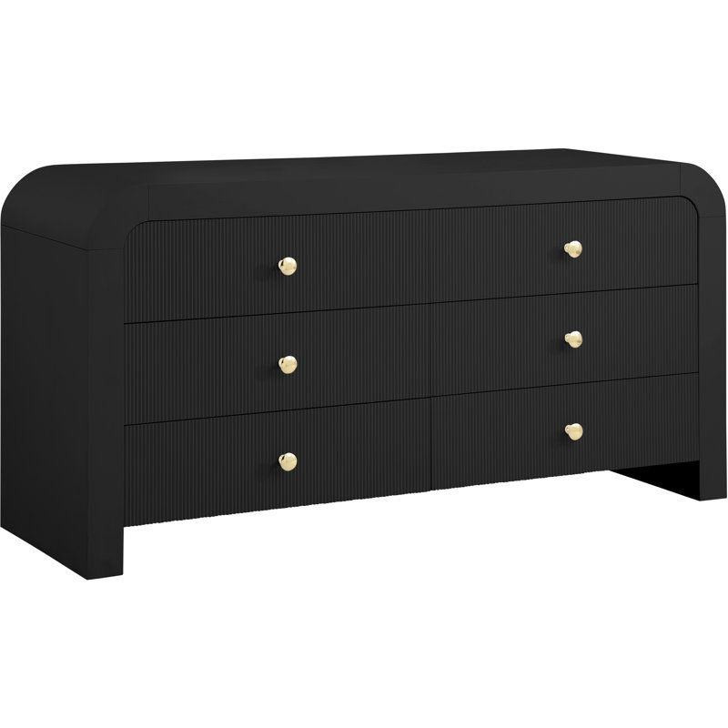 Alessondra 6 Drawer Fluted 62" W Dresser, Black