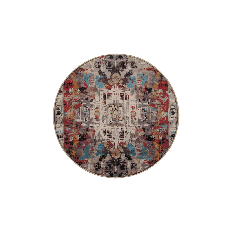 Tapis brun soyeux et moelleux, Rond 5 pi