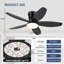 Ventilateur de plafond encastré 36/42/48 po à profil bas avec éclairage et télécommande-647977973-647977975