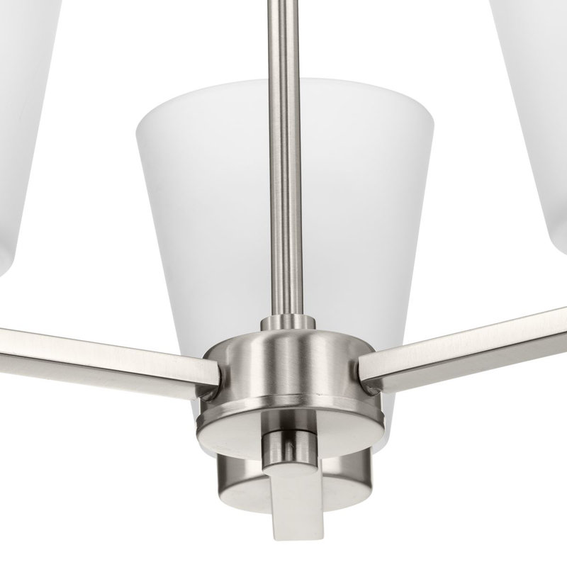Three-Light Transitional Chandelier, Brushed Nickel