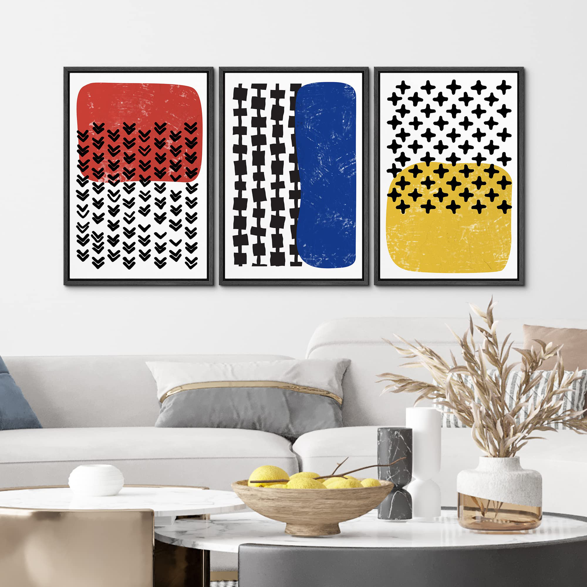 Misette Colorblock Embroidered Linen Placemats, Set of 4 - Amber, image size:2000x2000